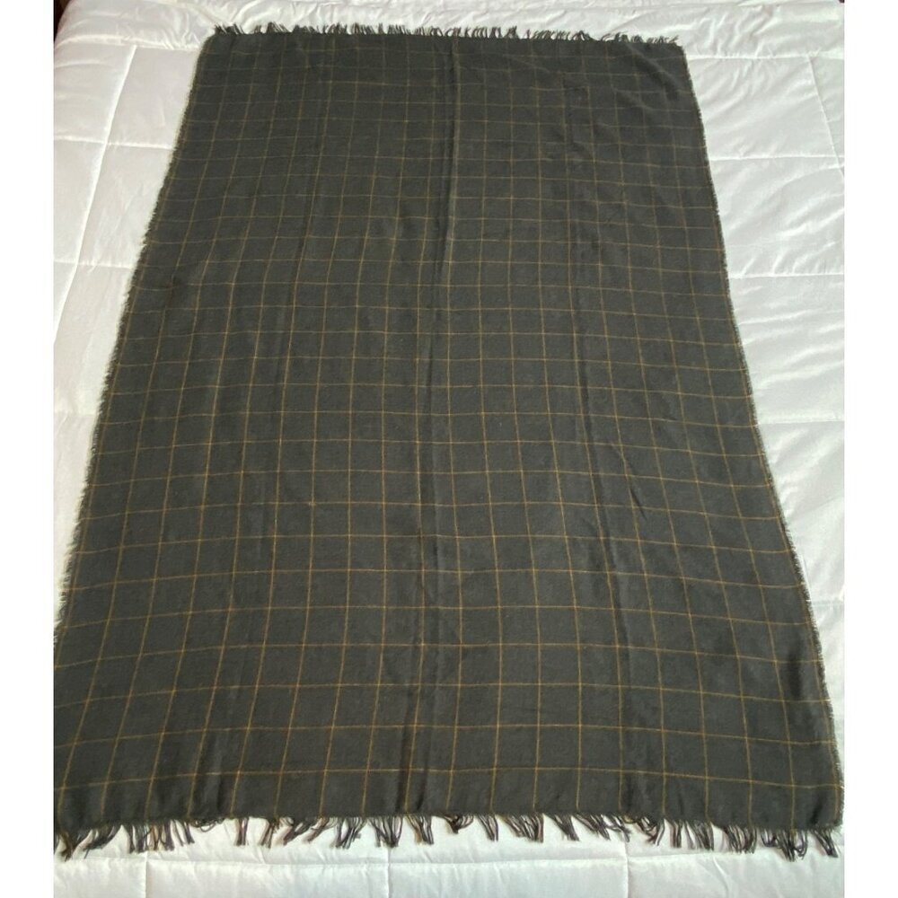 Ikea Varkrage Windowpane Plaid Throw Blanket Lightweight Gray Orange 45" x 65"